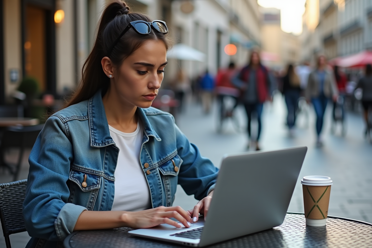 Jeune femme surveillant crypto sur son ordinateur portable