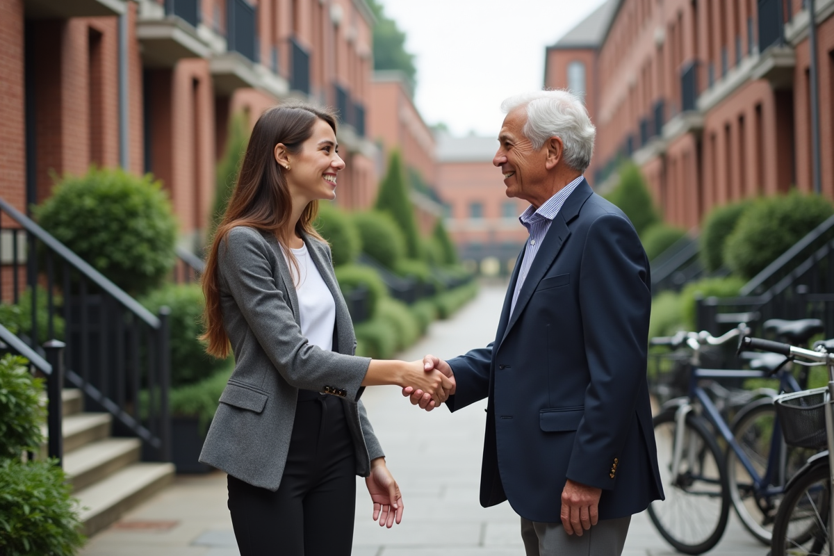 Jeune femme serrant la main d