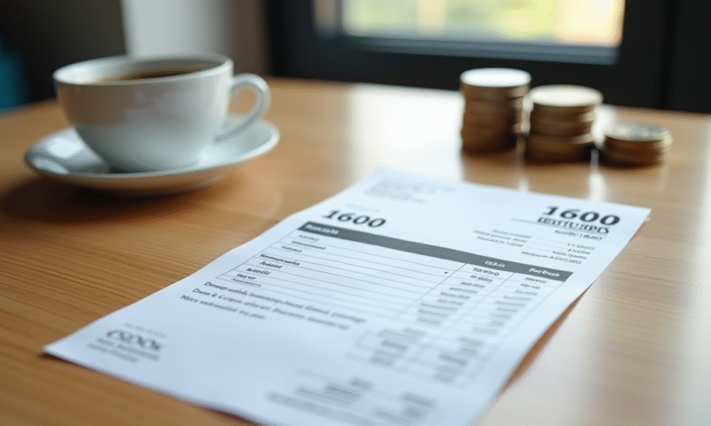 Fiche de paie avec salaire net de 1600 euros sur bureau moderne