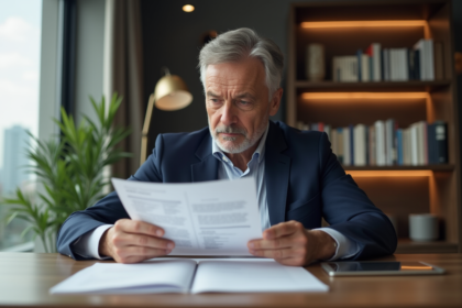 Homme d'affaires en costume dans un bureau moderne